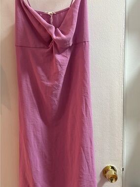 See You Monday Pink Twist-Front Midi Dress